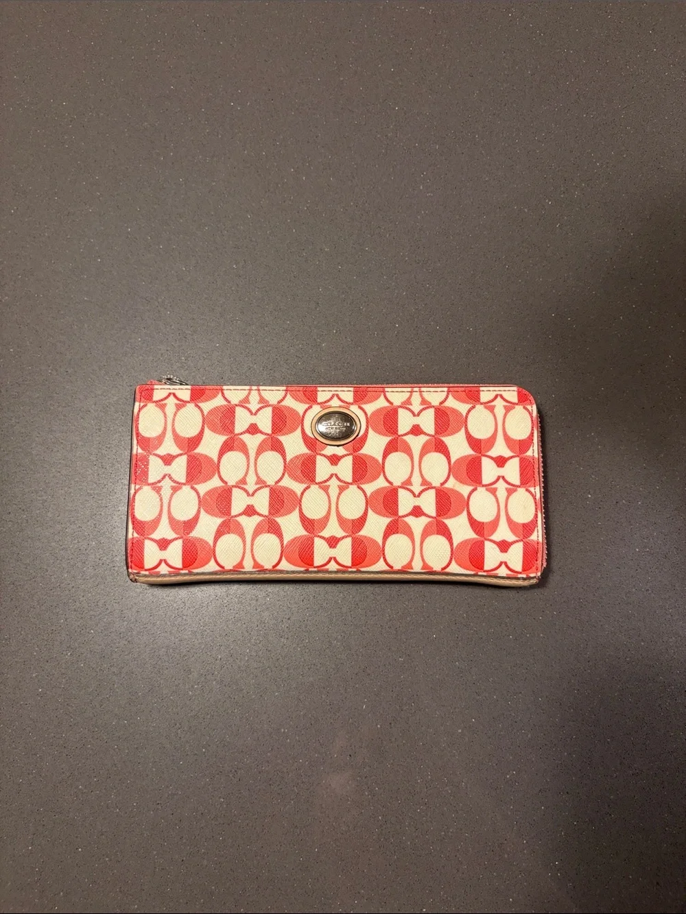 Coach Red Signature Zip Wallet